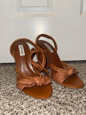 Steve Madden Braided Knot Slingback Heels - Cognac
